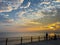 Fishermen fishing at sunset on the shores of the Sea of Marmara in Istanbul Turkey