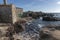 Fishermen huts in Majorca cove coast, Ses Salines