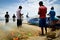 Fishermen preparing nets