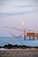 Fishermen`s post on the pier of the town of Porto Garibaldi - Italy