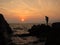 Fishermen silhouette at sunset