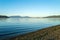 Fishermen in a small boat in Swift`s Bay, Lopez Island, Washington