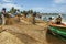 Fishermen sort fish from their nets on the beach at Negombo in Sri Lanka.