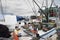 Fishermen sorting out the catch on a boat deck