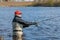 Fishermen spin fishing