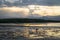 Fishermen at the sunset in Bais, Philippines