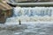 Fishermen, throw a net,Fishermen throw a net on the rubber dam .