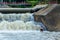 Fishermen, throw a net,Fishermen throw a net on the rubber dam .