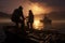 Fishermen at work on the coast of Latin America