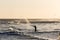 Fishermen at work during sunset