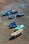 Fishermens boats at the beach in el Golfo, Lanzarote