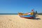 Fishers boat on the beach in Armacao de Pera in the Algarve Portugal