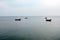Fishery boats floating on the sea