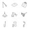 Fishery icons set, outline style