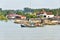 Fishery village with fishing ships in Southern Thailand