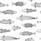 Fishes doodle vector pattern