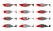 Fishes doodle vector set isolated on white background. Minimalist flat style vector illustration. Funny doodle nautical