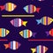 Fishes funny seamless pattern