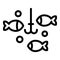 Fishes and hook icon, outline style