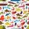 Fishes and mollusks fishing vector seamless pattern