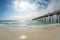 Fisheye landscape of Pensacola Beach\'s fishing pier