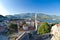 Fisheye Lens view of red roofs of Budva in Montenegro, citadela