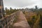 Fisheye shot of pathway above the walls of Arnala Fort, Maharashtra