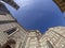 fisheye unusual view Cathedral Santa Maria dei Fiori, Brunelleschi Dome and Giotto Tower in Florence Italy