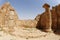 Fisheye view of ancient temple colonnade in Avdat, Israel