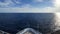 Fisheye view from bow of ocean liner