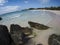 Fisheye view of pink sand beach, Bermuda, tropics