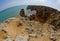 Fisheye view of Praia da Marinha beach in Portugal