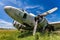 Fisheye view of the remains DC3 aircraft