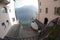 Fisheye wide view on lake Lugano, Switzerland, with a boat