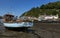 Fishguard, Pembrokeshire, Wales, UK. August 19, 2019. Picturesque small boats moored along the quayside at the harbour