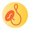 Fishhook flat icon. Bait on hook color icons in trendy flat style. Fishing lure gradient style design, designed for web