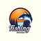 Fishing adventure logo design template