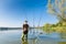 Fishing adventures, carp fishing. Fisherman and carpfishing gear