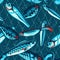 Fishing artificial baits vintage seamless pattern