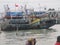 Fishing atmosphere on the rocks on the seafront beach at Eretan, Indramayu Regency, West Java, Indonesia August, 28, 2022