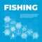 Fishing background with icons and signs