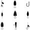 Fishing baits icon set