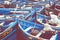 Fishing blue boats in Marocco. Lots of blue fishing boats in the