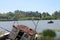 Fishing boat abandoned on shore in Reedsport, Oregon