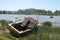 Fishing boat abandoned on shore in Reedsport, Oregon