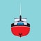 Fishing boat back view vector icon. Sea ship water marine vessel transport isolated. Sail flat commercial cartoon offshore tanker