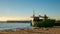 Fishing boat at the beach in Gdynia, Poland.