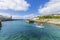 Fishing boat entering Porthlevan historic port