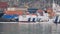 Fishing boat with gulls in tow while returning to the port of Salerno