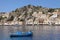 Fishing boat in the harbor of Symi, Greece